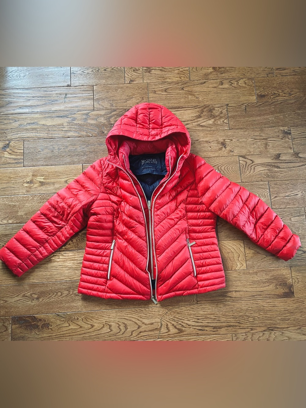 Michael Kors Red Hooded Puffer Jacket - Lightweight
